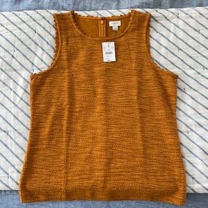 J Crew Mustard Scallop Trim Top